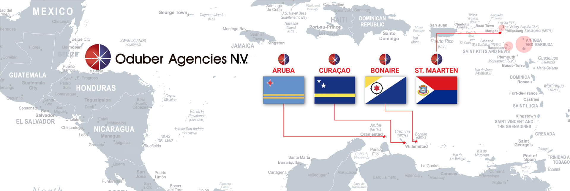 Oduber Agencies N.V. locations across the Dutch Caribbean